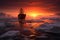 Natures grandeur and Arctic exploration merge in a breathtaking sunset