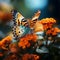 Natures harmony butterfly delicately resting on an orange garden flower