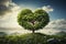 Natures love heart shaped tree flourishes amidst lush green grass