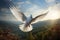 Natures messenger White dove in flight, embodying hope and purity