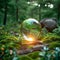 Natures prophecy Crystal ball amidst greenery symbolizes ecological and environmental awareness