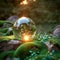 Natures prophecy Crystal ball amidst greenery symbolizes ecological and environmental awareness