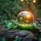 Natures prophecy Crystal ball amidst greenery symbolizes ecological and environmental awareness