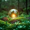 Natures prophecy Crystal ball amidst greenery symbolizes ecological and environmental awareness