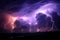 Natures spectacle purple lightning dances amidst brooding, churning clouds