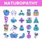 Naturopathy Therapy Vector Color Line Icons Set