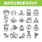Naturopathy Therapy Vector Thin Line Icons Set