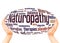 Naturopathy word cloud hand sphere concept