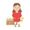 Naughty Child Picking Flowers from Flowerbed Vector Illustration