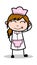 Naughty Expression - Retro Cartoon Waitress Female Chef Vector Illustration