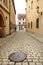 Naumburg, Germany, 07 August 2019 - a quiet cobblestone street with beautiful old houses