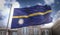 Nauru Flag 3D Rendering on Blue Sky Building Background