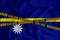 Nauru flag, the Don`t Cross the Line mark and the location tape. Crime concept, police investigation, quarantine. 3d rendering