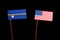 Nauru flag with USA flag isolated on black