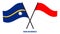 Nauru and Indonesia Flags Crossed And Waving Flat Style. Official Proportion. Correct Colors