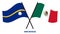 Nauru and Mexico Flags Crossed And Waving Flat Style. Official Proportion. Correct Colors