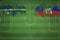 Nauru vs Haiti Soccer Match, national colors, national flags, soccer field, football game, Copy space