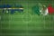 Nauru vs Mexico Soccer Match, national colors, national flags, soccer field, football game, Copy space