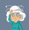 Nausea Senior Woman With Dizziness and Headaches Vector Cartoon