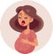 Nauseated Pregnant Woman Feeling Sick Vector Illustration