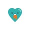 Nauseous heart face character emoji flat icon