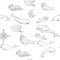 Nautica seamless pattern with sea animals and waves