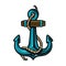 Nautical anchor with rope. Vector illustration