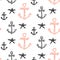 Nautical anchor seamless vector pattern on white.