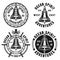 Nautical black emblems with ship bell isolated