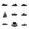 Nautical boat icons set, simple style