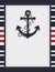 Nautical card template blank with anchor and rope blank