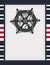 Nautical card template blank with marine rudder and rope blank