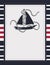 Nautical card template blank with sailing boat and rope blank