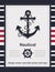 Nautical card template vector with anchor and rope