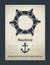 Nautical card vector old paper template with rudder as lifebuoy and rope