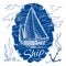 Nautical emblem with ship