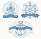 Nautical emblems with hand drawn elements