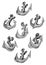 Nautical heraldic vector icons of ship anchor