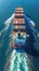 Nautical journey Container ship sails through the vast, open sea