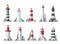 Nautical lighthouse buildings isolated icons