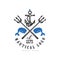 Nautical logo original design est 1979, retro emblem with marine elements for nautical school, sport club, business