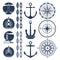 Nautical logos and elements set - compass lighthouses anchor chains