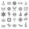 Nautical, marine line icons set