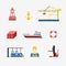 Nautical marine port delivery shipment flat vector icon