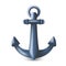 Nautical maritime blue metal anchor 3D symbol or icon. Vector illustration of vessel mooring device or heavy ship attribute
