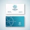Nautical Navigation Abstract Vector Sign or Logo and Business Card Template. Compass Arrow integrated into the Steering