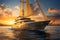 Nautical opulence a luxury yacht cruises in golden serenity as the sun sets