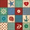Nautical patchwork seamless pattern