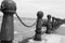 Nautical railings, sea and railings, black & white photography