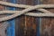 Nautical rope knot on a weathered desk